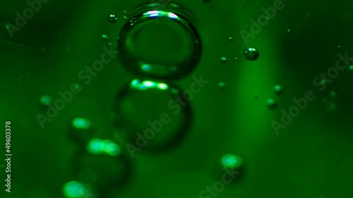 Green jelly cream and bubbles.
