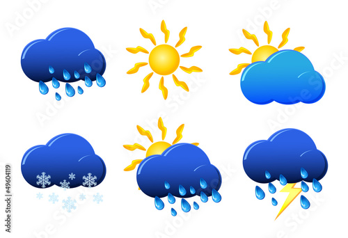 Weather icon sign set isolated on white vector