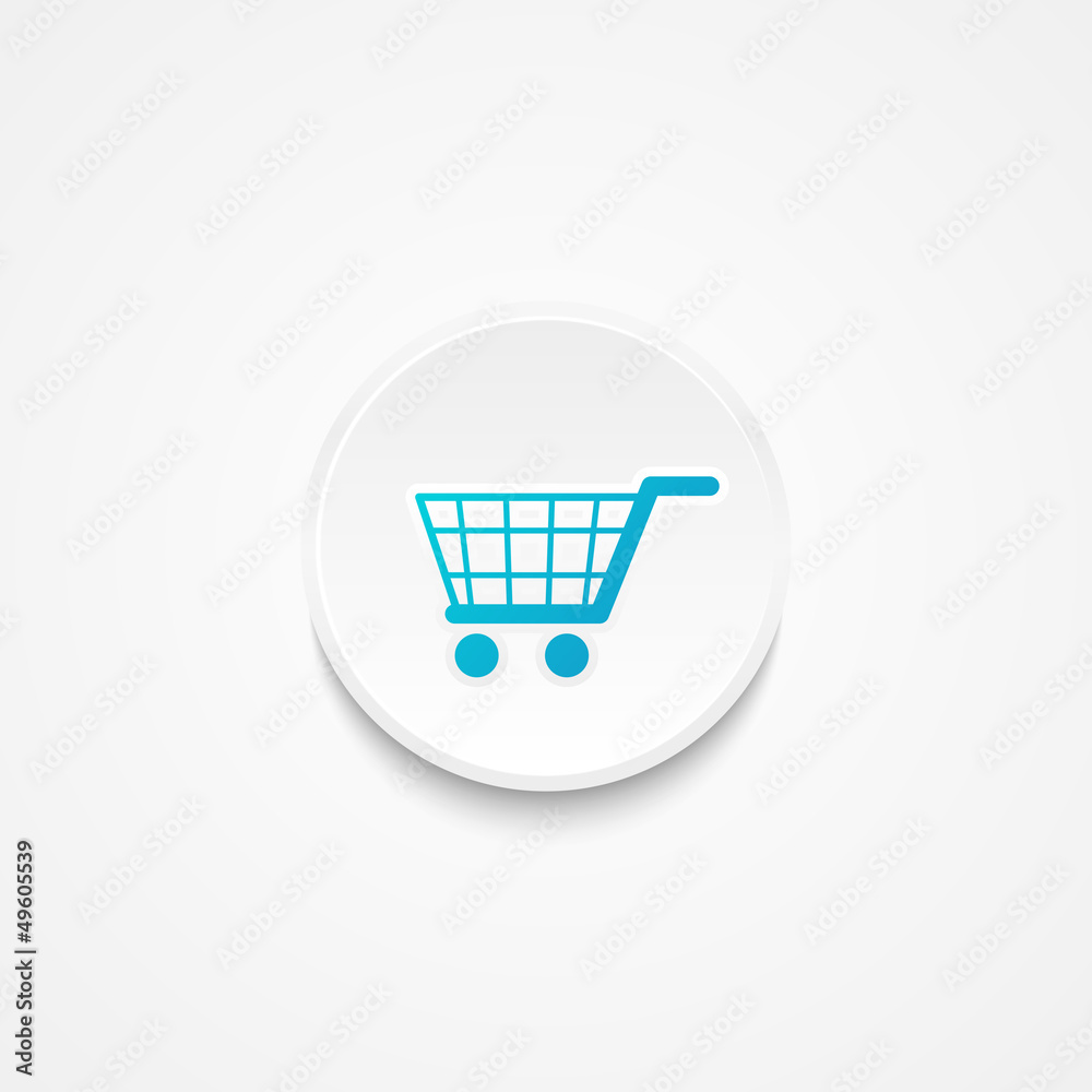 White round button - shopping concept White round button - shopping concept