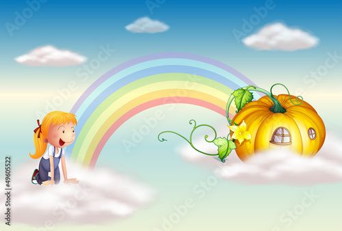 A girl seeing a squash at the end of the rainbow