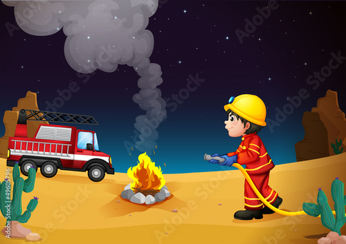 A fireman in the desert