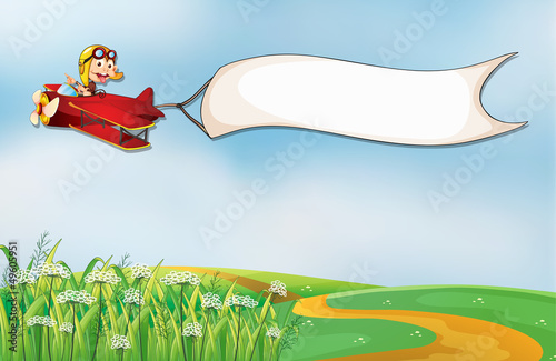 A red plane with a monkey and the empty signage