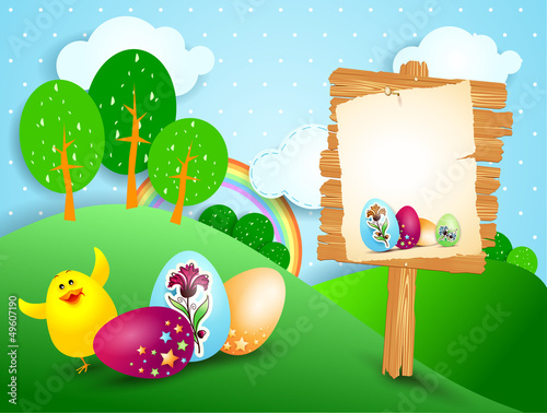 Easter landscape with custom sign