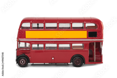 isolated vintage red london bus with copy-space