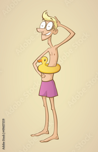 Thin summer beach man