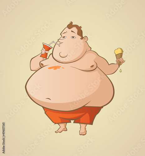 Fat summer beach man
