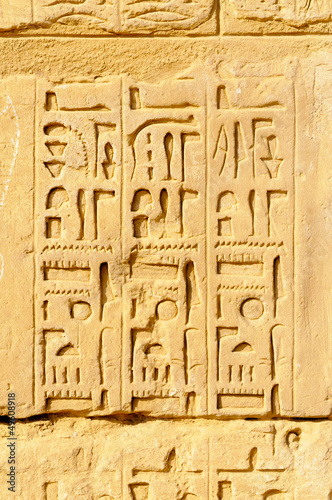 Cartouche of hieroglyphs in the Karnak temple at Luxor, Egypt