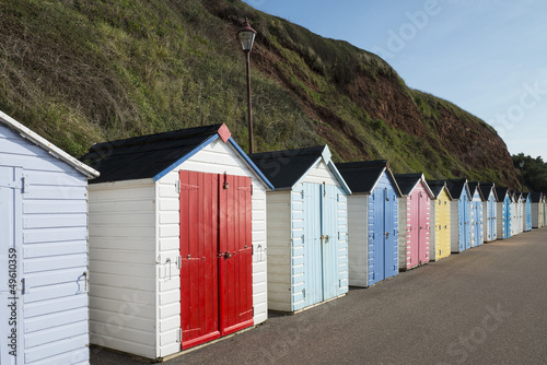 Colorful Beach Huts at Seaton, Devon, UK