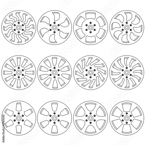 Car  alloy wheels, vector illustration