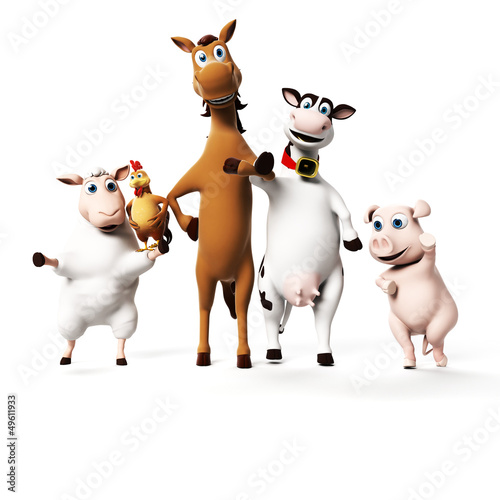 3d rendered illustration of farm animals