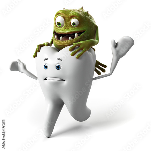 funny tooth and bacteria