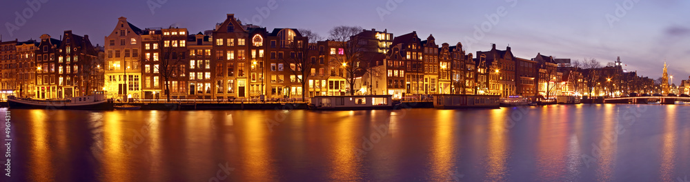 Fototapeta premium Panorama from Amsterdam with the Munt tower in the Netherlands a