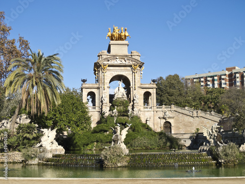 The park's fountain. Barcelona, Spain.