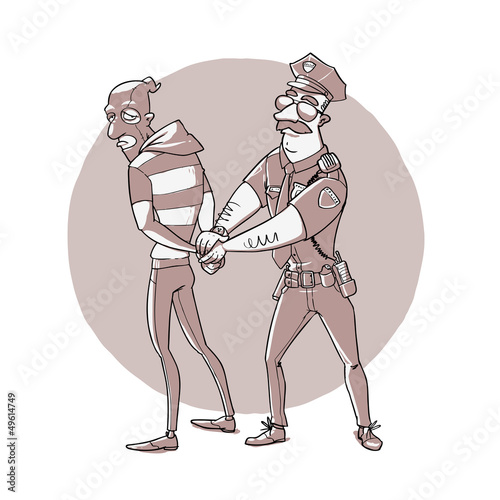Police arrested the criminal. Easy recoloring