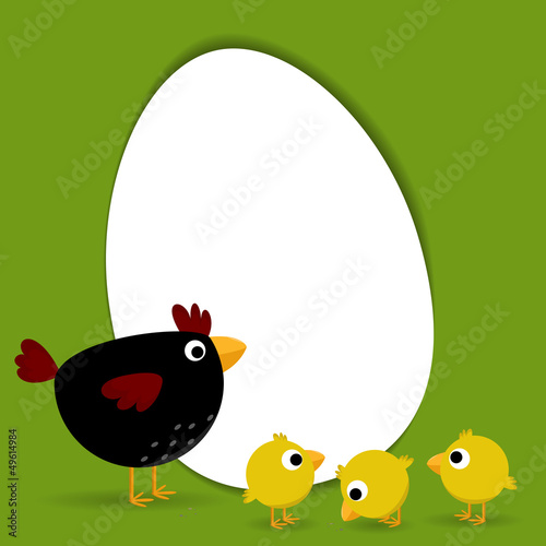 Easter Background - Hen, Chick, Egg - Place your text