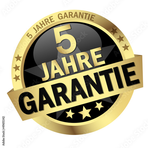Button mit Banner " 5 JAHRE GARANTIE "