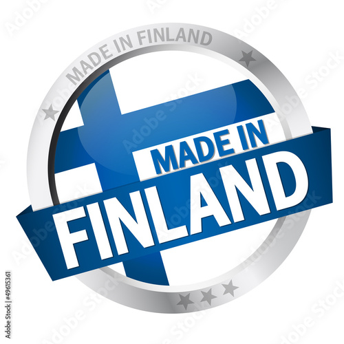 Button mit Banner " MADE IN FINLAND "