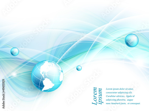 vector wavy lines with copy space and globe. eps10