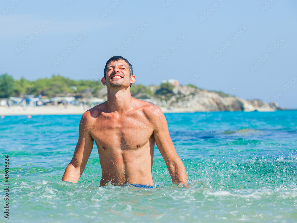 Young man in sea