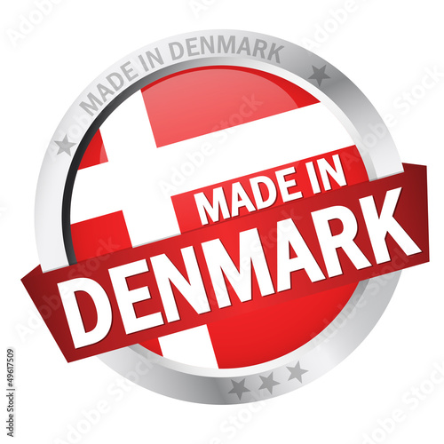 Button mit Banner " MADE IN DENMARK "