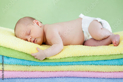 cute baby girl  sleeping on...