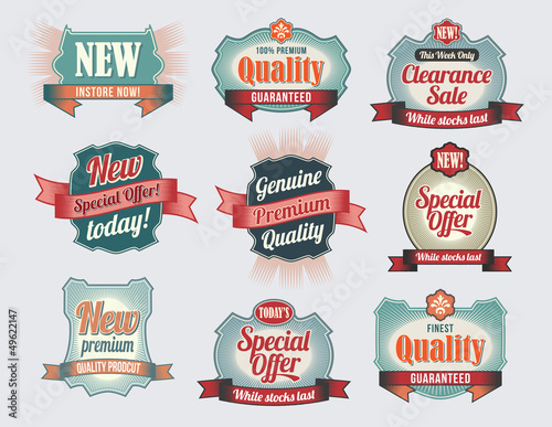 Premium Quality & Guarantee Labels. Retro vintage design
