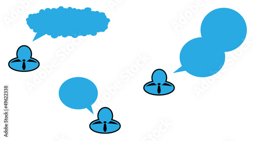 businessman with tie and three types of speaking bubble