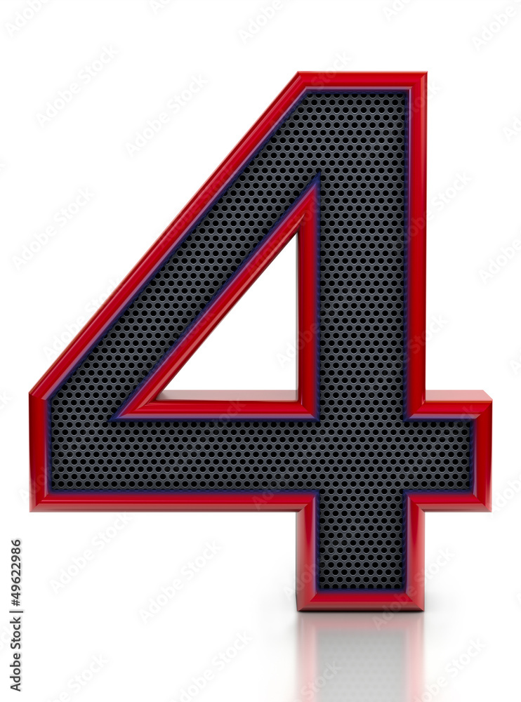 Fototapeta premium Number 4 symbol with grille mesh inside