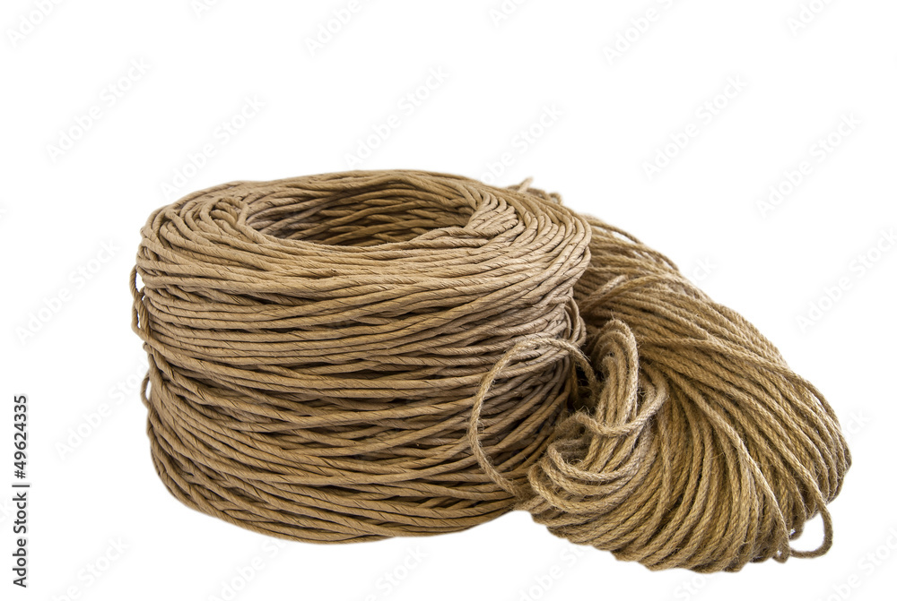 Twisted paper cord roll and flax rope