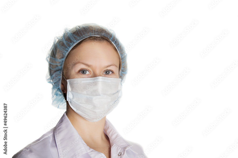 woman doctor in a mask on a white background woman doctor in a mask on a white background