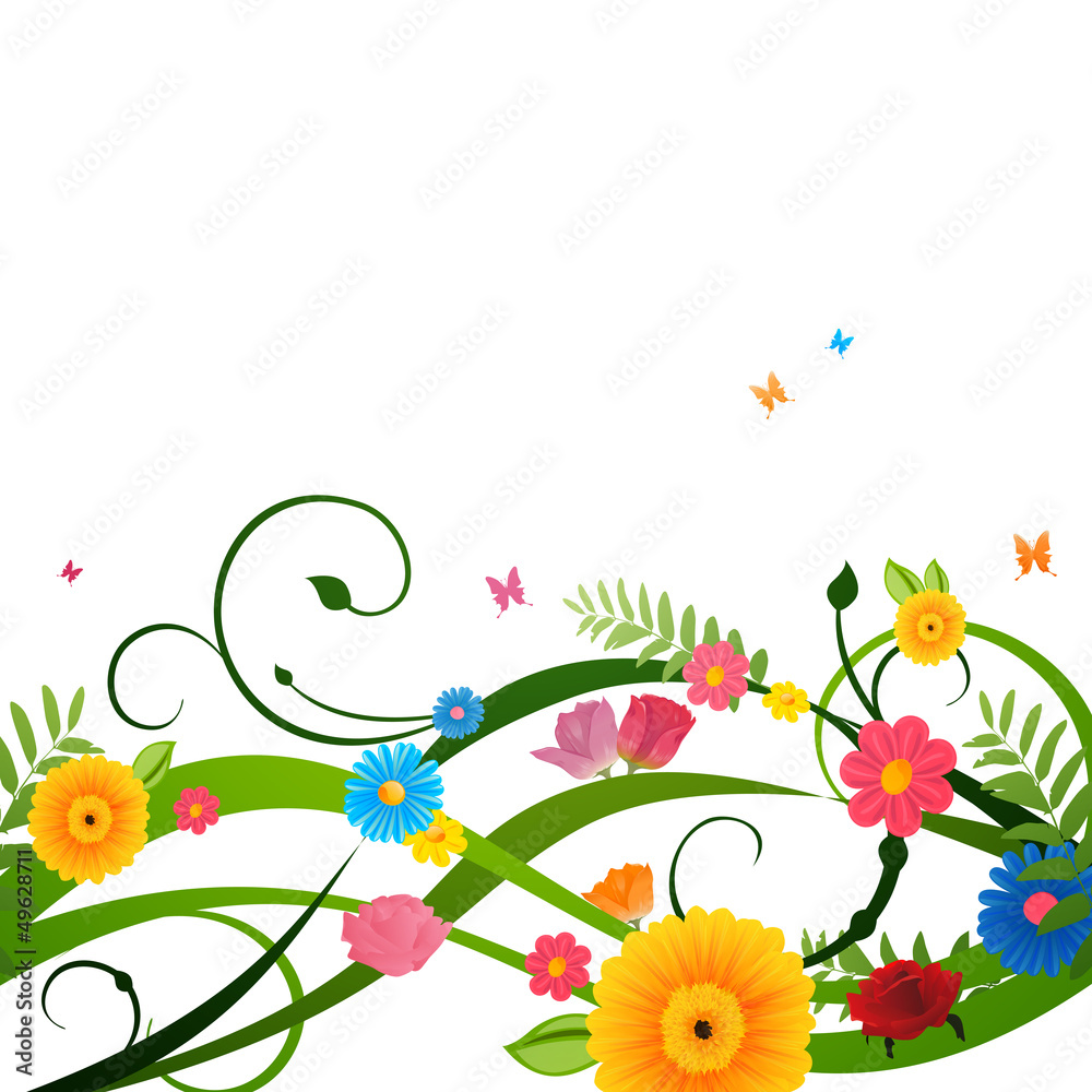 Vector Illustration of a Colorful Floral Background
