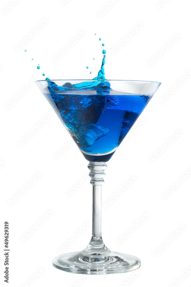blue cocktail with splash isolated on white blue cocktail with splash isolated on white