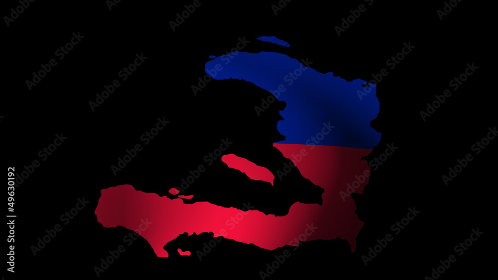Fluttering Haiti map flag animation