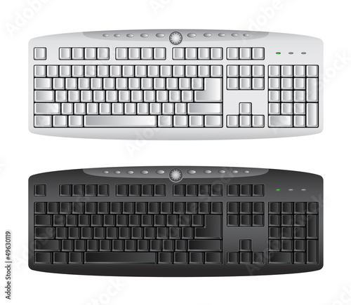 Computer keyboard in white and black color