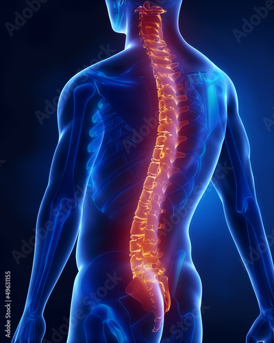 Canvas Print Man with glowing backbone