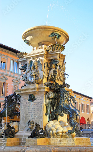 Italy, Faenza monumental fountain with bronze statues