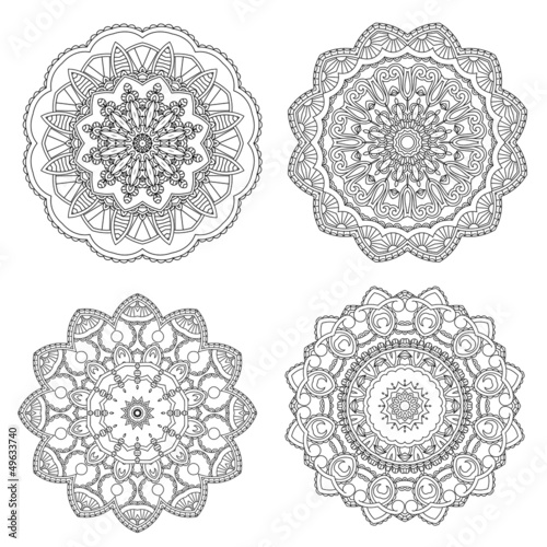 Set of different ornamental pattern rounds