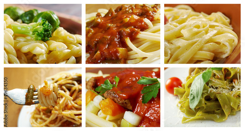 Food set of different italian pasta.
