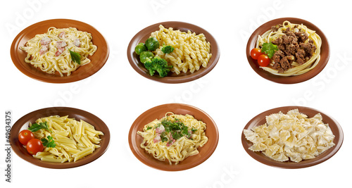 Food set of different italian pasta.