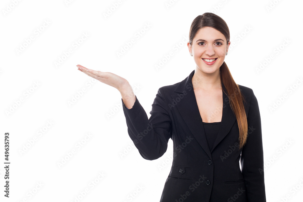 Pretty woman promoting business product Pretty woman promoting business product