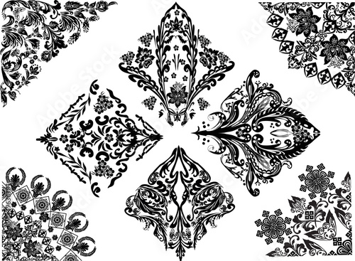 black plant corner ornaments set