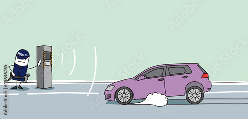 Voiture qui freine devant un radar