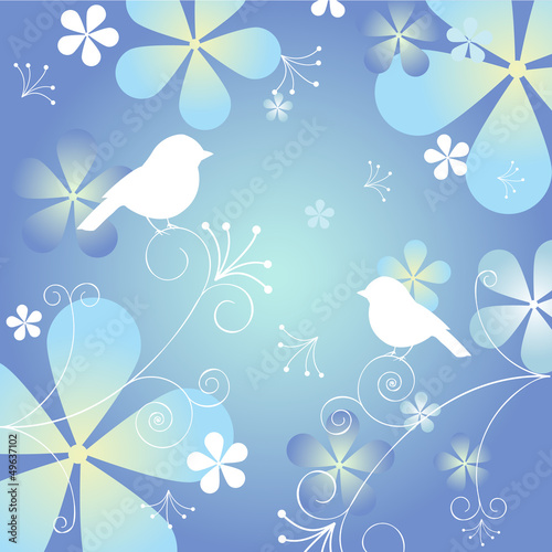 Floral Background with birds
