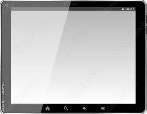 Realistic tablet pc computer with blank screen isolated on white