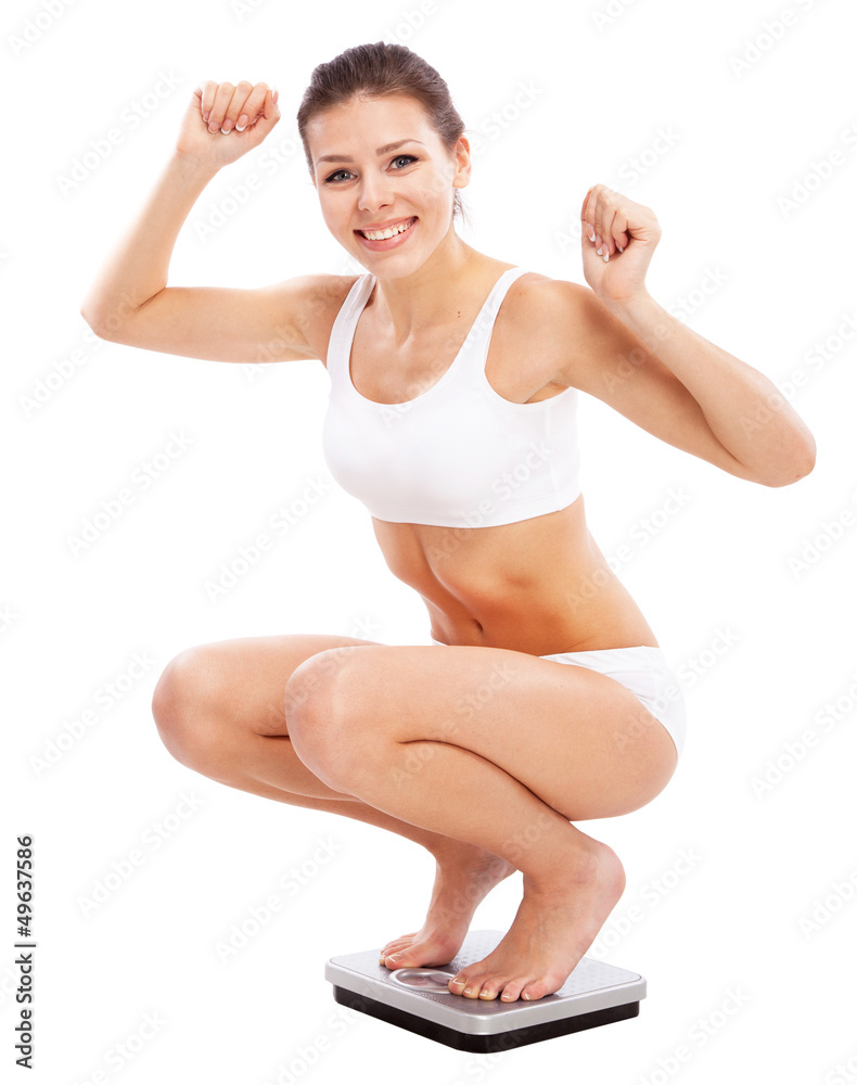Beautiful slim woman on white background Beautiful slim woman on white background