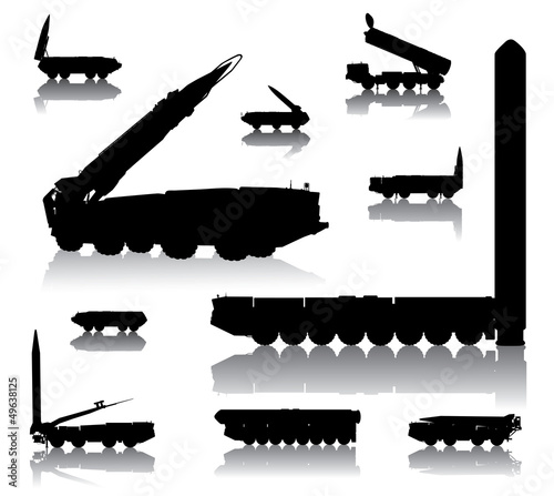 Missile launcher  silhouettes set. Vector on separate layers photo