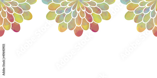Colorful floral horizontal seamless pattern over white backgroun