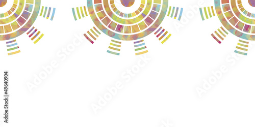 Colorful floral horizontal seamless pattern over white backgroun