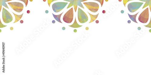Colorful floral horizontal seamless pattern over white backgroun