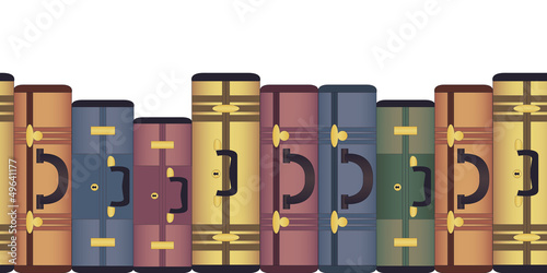 Vintage suitcases horizontal seamless pattern